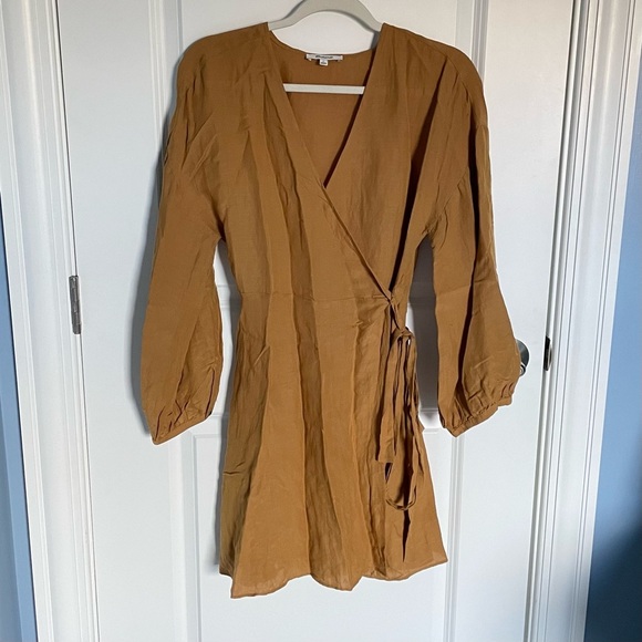 Madewell Linen-Blend Balloon-Sleeve Wrap Dress 35364 - Picture 2 of 13